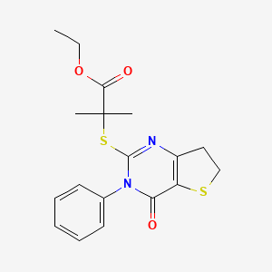 Ethyl 2-methyl-2-((4-oxo-3-phenyl-3,4,6,7-tetrahydrothieno[3,2-d]pyrimidin-2-yl)thio)propanoate