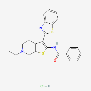 molecular formula C24H24ClN3OS2 B2970366 N-(3-(苯并[d]噻唑-2-基)-6-异丙基-4,5,6,7-四氢噻吩并[2,3-c]吡啶-2-基)苯甲酰胺盐酸盐 CAS No. 1189857-22-4