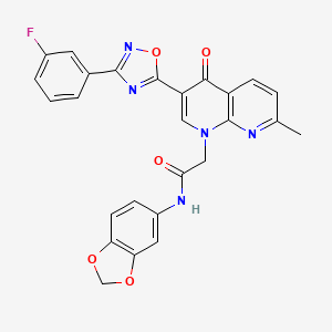 molecular formula C26H18FN5O5 B2970380 4-{[1-(cyclobutylcarbonyl)piperidin-4-yl]methoxy}-N-cyclopropylbenzamide CAS No. 1032001-78-7