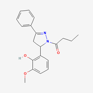 molecular formula C20H22N2O3 B2970397 1-[5-(2-羟基-3-甲氧基苯基)-3-苯基-2-吡唑啉基]丁-1-酮 CAS No. 927145-22-0
