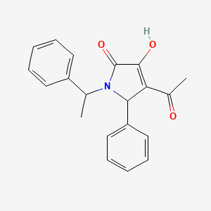 molecular formula C20H19NO3 B2970414 3-Acetyl-4-hydroxy-5-oxo-2-phenyl-1-(phenylethyl)-3-pyrroline CAS No. 1017632-43-7