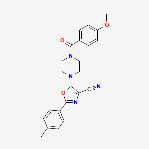 molecular formula C23H22N4O3 B2970416 5-(4-(4-甲氧基苯甲酰)哌嗪-1-基)-2-(对甲苯基)恶唑-4-腈 CAS No. 946377-28-2