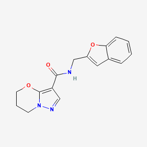 molecular formula C16H15N3O3 B2970422 N-(benzofuran-2-ylmethyl)-6,7-dihydro-5H-pyrazolo[5,1-b][1,3]oxazine-3-carboxamide CAS No. 1428374-48-4