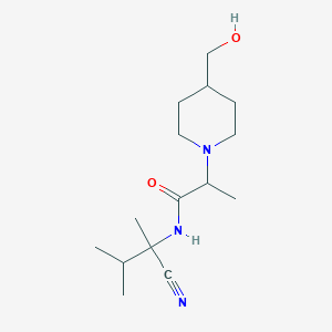 molecular formula C15H27N3O2 B2970427 N-(1-cyano-1,2-dimethylpropyl)-2-[4-(hydroxymethyl)piperidin-1-yl]propanamide CAS No. 1311427-00-5