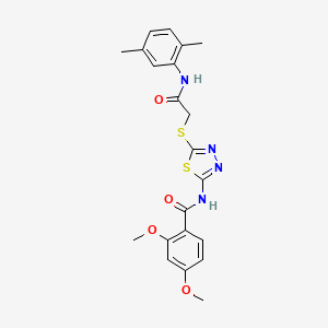 molecular formula C21H22N4O4S2 B2970429 N-(5-((2-((2,5-dimethylphenyl)amino)-2-oxoethyl)thio)-1,3,4-thiadiazol-2-yl)-2,4-dimethoxybenzamide CAS No. 392295-27-1