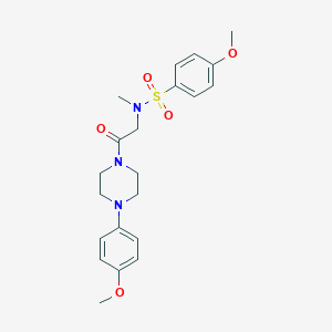 molecular formula C21H27N3O5S B297043 4-methoxy-N-{2-[4-(4-methoxyphenyl)-1-piperazinyl]-2-oxoethyl}-N-methylbenzenesulfonamide 