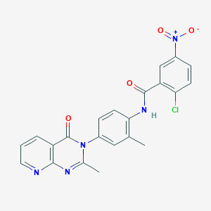 molecular formula C22H16ClN5O4 B2970430 2-氯-N-(2-甲基-4-(2-甲基-4-氧代吡啶并[2,3-d]嘧啶-3(4H)-基)苯基)-5-硝基苯甲酰胺 CAS No. 921866-83-3