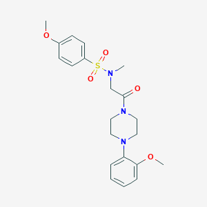 molecular formula C21H27N3O5S B297044 4-methoxy-N-{2-[4-(2-methoxyphenyl)piperazin-1-yl]-2-oxoethyl}-N-methylbenzenesulfonamide 