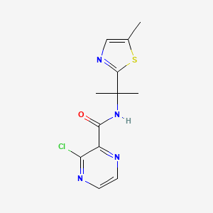molecular formula C12H13ClN4OS B2970441 3-Chloro-N-[2-(5-methyl-1,3-thiazol-2-yl)propan-2-yl]pyrazine-2-carboxamide CAS No. 2324037-08-1