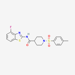 molecular formula C20H20FN3O3S2 B2970444 N-(4-fluorobenzo[d]thiazol-2-yl)-1-tosylpiperidine-4-carboxamide CAS No. 941893-14-7