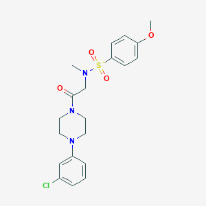 molecular formula C20H24ClN3O4S B297045 N-{2-[4-(3-chlorophenyl)piperazin-1-yl]-2-oxoethyl}-4-methoxy-N-methylbenzenesulfonamide 