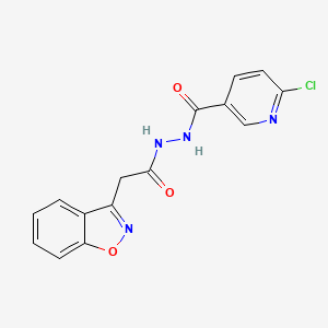 molecular formula C15H11ClN4O3 B2970457 N'-[2-(1,2-benzoxazol-3-yl)acetyl]-6-chloropyridine-3-carbohydrazide CAS No. 1444823-29-3