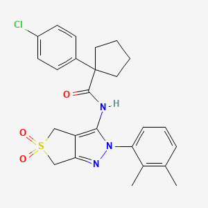 molecular formula C25H26ClN3O3S B2970459 1-(4-chlorophenyl)-N-(2-(2,3-dimethylphenyl)-5,5-dioxido-4,6-dihydro-2H-thieno[3,4-c]pyrazol-3-yl)cyclopentanecarboxamide CAS No. 450339-18-1