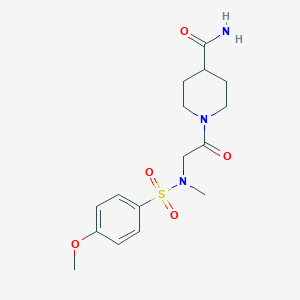 molecular formula C16H23N3O5S B297046 1-{N-[(4-methoxyphenyl)sulfonyl]-N-methylglycyl}piperidine-4-carboxamide 