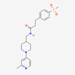 molecular formula C22H29N3O3S B2970460 N-((1-(2-methylpyridin-4-yl)piperidin-4-yl)methyl)-3-(4-(methylsulfonyl)phenyl)propanamide CAS No. 2034468-15-8