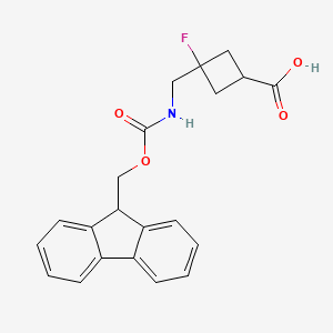 molecular formula C21H20FNO4 B2970467 3-[(9H-Fluoren-9-ylmethoxycarbonylamino)methyl]-3-fluorocyclobutane-1-carboxylic acid CAS No. 2287321-48-4