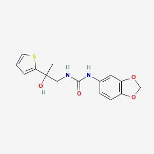 molecular formula C15H16N2O4S B2970469 1-(Benzo[d][1,3]dioxol-5-yl)-3-(2-hydroxy-2-(thiophen-2-yl)propyl)urea CAS No. 1351658-86-0