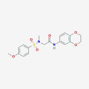 molecular formula C18H20N2O6S B297047 N-(2,3-dihydro-1,4-benzodioxin-6-yl)-2-[[(4-methoxyphenyl)sulfonyl](methyl)amino]acetamide 