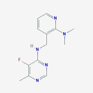 molecular formula C13H16FN5 B2970473 N-[[2-(Dimethylamino)pyridin-3-yl]methyl]-5-fluoro-6-methylpyrimidin-4-amine CAS No. 2415509-68-9