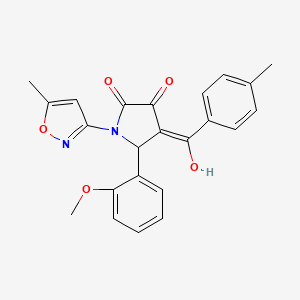 molecular formula C23H20N2O5 B2970496 3-hydroxy-5-(2-methoxyphenyl)-4-(4-methylbenzoyl)-1-(5-methylisoxazol-3-yl)-1H-pyrrol-2(5H)-one CAS No. 618874-33-2