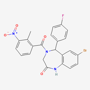 molecular formula C23H17BrFN3O4 B2970497 7-溴-5-(4-氟苯基)-4-(2-甲基-3-硝基苯甲酰)-3,5-二氢-1H-1,4-苯并二氮杂卓-2-酮 CAS No. 533876-92-5
