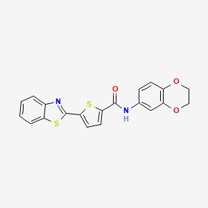 molecular formula C20H14N2O3S2 B2970501 5-(1,3-benzothiazol-2-yl)-N-(2,3-dihydro-1,4-benzodioxin-6-yl)thiophene-2-carboxamide CAS No. 864939-06-0