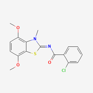 molecular formula C17H15ClN2O3S B2970509 2-chloro-N-(4,7-dimethoxy-3-methyl-1,3-benzothiazol-2-ylidene)benzamide CAS No. 868368-90-5