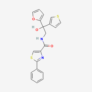 molecular formula C20H16N2O3S2 B2970513 N-(2-(furan-2-yl)-2-hydroxy-2-(thiophen-3-yl)ethyl)-2-phenylthiazole-4-carboxamide CAS No. 2034331-03-6