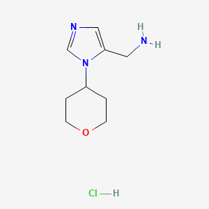 molecular formula C9H16ClN3O B2970514 [1-(Tetrahydro-2H-pyran-4-yl)-1H-imidazol-5-yl]methanamine hydrochloride CAS No. 2197052-42-7