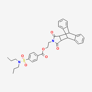 molecular formula C33H34N2O6S B2970517 2-(12,14-dioxo-11,12,14,15-tetrahydro-9H-9,10-[3,4]epipyrroloanthracen-13(10H)-yl)ethyl 4-(N,N-dipropylsulfamoyl)benzoate CAS No. 346666-00-0