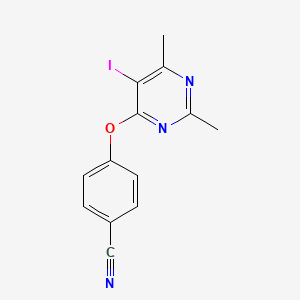 molecular formula C13H10IN3O B2970518 4-[(5-Iodo-2,6-dimethyl-4-pyrimidinyl)oxy]benzenecarbonitrile CAS No. 860649-99-6
