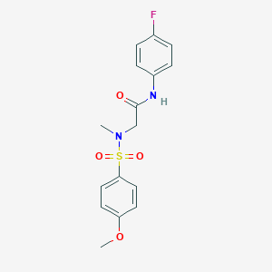 molecular formula C16H17FN2O4S B297052 N-(4-fluorophenyl)-2-[[(4-methoxyphenyl)sulfonyl](methyl)amino]acetamide 