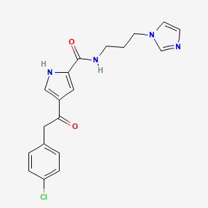 molecular formula C19H19ClN4O2 B2970525 4-[2-(4-chlorophenyl)acetyl]-N-[3-(1H-imidazol-1-yl)propyl]-1H-pyrrole-2-carboxamide CAS No. 478040-37-8
