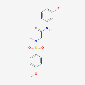 molecular formula C16H17FN2O4S B297053 N-(3-fluorophenyl)-2-[[(4-methoxyphenyl)sulfonyl](methyl)amino]acetamide 