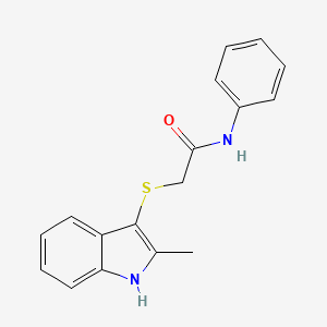 molecular formula C17H16N2OS B2970533 2-((2-methyl-1H-indol-3-yl)thio)-N-phenylacetamide CAS No. 536701-81-2