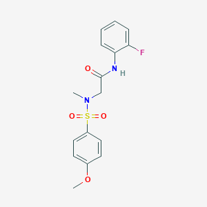 molecular formula C16H17FN2O4S B297054 N-(2-fluorophenyl)-2-[[(4-methoxyphenyl)sulfonyl](methyl)amino]acetamide 