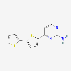 molecular formula C12H9N3S2 B2970545 4-(5-Thiophen-2-ylthiophen-2-yl)pyrimidin-2-amine CAS No. 256239-01-7