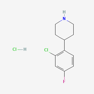 molecular formula C11H14Cl2FN B2970548 4-(2-Chloro-4-fluorophenyl)piperidine;hydrochloride CAS No. 1004618-95-4