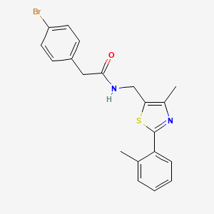 molecular formula C20H19BrN2OS B2970551 2-(4-bromophenyl)-N-((4-methyl-2-(o-tolyl)thiazol-5-yl)methyl)acetamide CAS No. 1797126-99-8