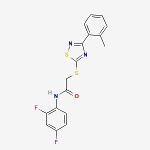 molecular formula C17H13F2N3OS2 B2970555 N-(2,4-difluorophenyl)-2-((3-(o-tolyl)-1,2,4-thiadiazol-5-yl)thio)acetamide CAS No. 864918-57-0