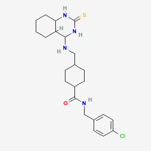 molecular formula C23H25ClN4OS B2970562 N-[(4-chlorophenyl)methyl]-4-{[(2-sulfanylidene-1,2-dihydroquinazolin-4-yl)amino]methyl}cyclohexane-1-carboxamide CAS No. 689265-91-6