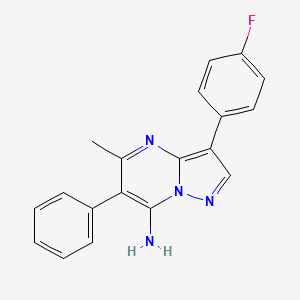molecular formula C19H15FN4 B2970571 3-(4-Fluorophenyl)-5-methyl-6-phenylpyrazolo[1,5-a]pyrimidin-7-amine CAS No. 861209-16-7