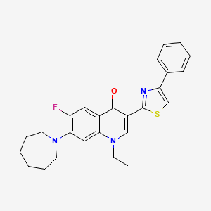 molecular formula C26H26FN3OS B2970573 7-(Azepan-1-yl)-1-ethyl-6-fluoro-3-(4-phenyl-1,3-thiazol-2-yl)-1,4-dihydroquinolin-4-one CAS No. 2320859-75-2