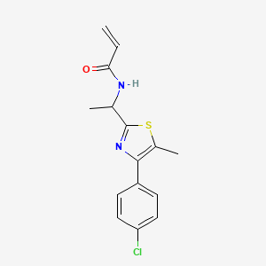 molecular formula C15H15ClN2OS B2970577 N-[1-[4-(4-Chlorophenyl)-5-methyl-1,3-thiazol-2-yl]ethyl]prop-2-enamide CAS No. 2305475-53-8