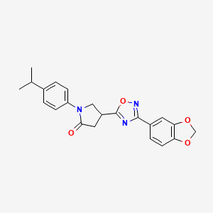 molecular formula C22H21N3O4 B2970578 4-(3-(Benzo[d][1,3]dioxol-5-yl)-1,2,4-oxadiazol-5-yl)-1-(4-isopropylphenyl)pyrrolidin-2-one CAS No. 941918-19-0