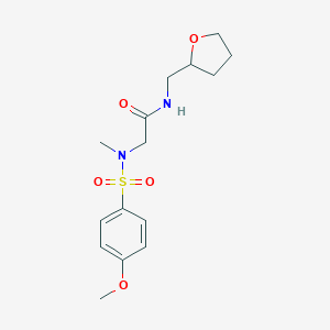 molecular formula C15H22N2O5S B297059 2-[[(4-methoxyphenyl)sulfonyl](methyl)amino]-N-(tetrahydro-2-furanylmethyl)acetamide 