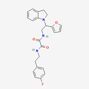 molecular formula C24H24FN3O3 B2970592 N1-(4-fluorophenethyl)-N2-(2-(furan-2-yl)-2-(indolin-1-yl)ethyl)oxalamide CAS No. 898432-89-8