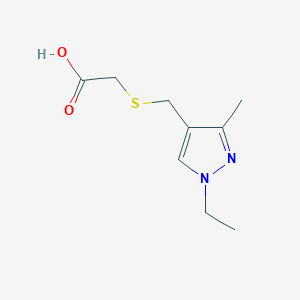 molecular formula C9H14N2O2S B2970594 2-(((1-乙基-3-甲基-1H-吡唑-4-基)甲基)硫代)乙酸 CAS No. 1006336-65-7