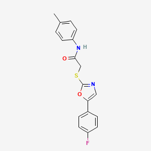 molecular formula C18H15FN2O2S B2970603 2-((5-(4-fluorophenyl)oxazol-2-yl)thio)-N-(p-tolyl)acetamide CAS No. 1040657-77-9
