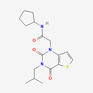 molecular formula C17H23N3O3S B2970608 N-环戊基-2-[3-(2-甲基丙基)-2,4-二氧代-3,4-二氢噻吩并[3,2-d]嘧啶-1(2H)-基]乙酰胺 CAS No. 1260904-75-3
